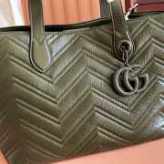 Uubags Gucci GG Marmont medium forest green soft lightweight matelassé chevron nappa leather tote bag 30x23x18cm - 5