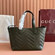 Uubags Gucci GG Marmont medium forest green soft lightweight matelassé chevron nappa leather tote bag 30x23x18cm - 2