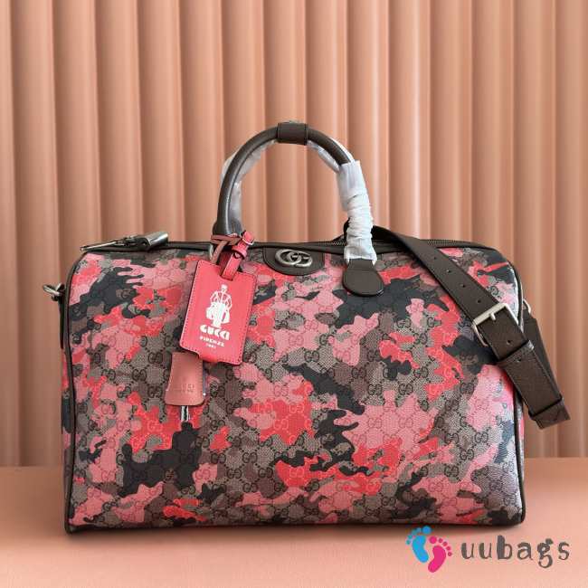 Uubags Gucci GG medium duffle bag pink and red GG fabric 44x29x25cm - 1