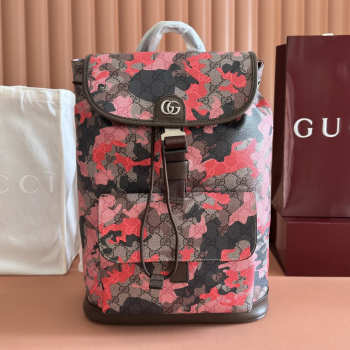 Uubags Gucci GG small backpack pink and red GG fabric 28x40x12cm