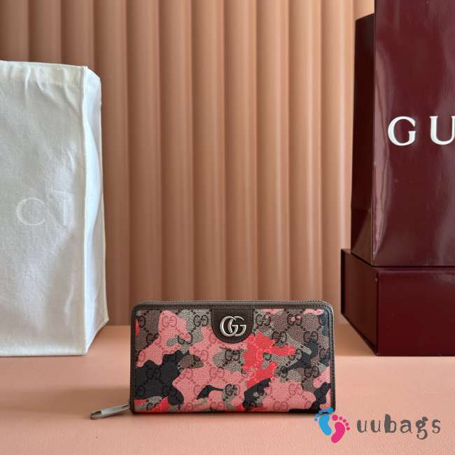 Uubags Gucci GG zip-around wallet pink and red GG fabric 19x10.5x2.5cm - 1