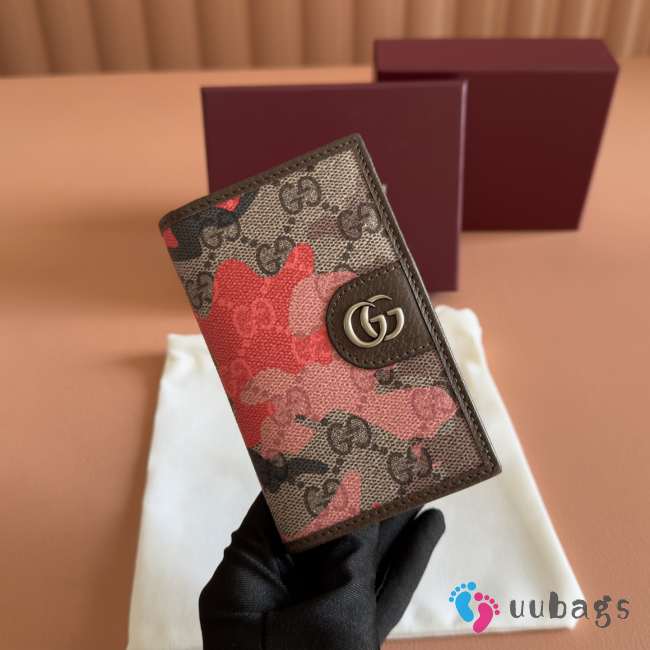 Uubags Gucci GG long card case pink and red GG fabric 7.5x12cm - 1
