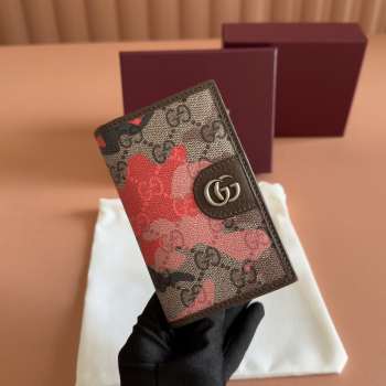 Uubags Gucci GG long card case pink and red GG fabric 7.5x12cm