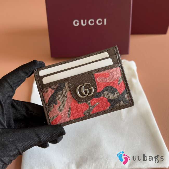 Uubags Gucci GG card case in pink and red GG fabric 11x7cm - 1