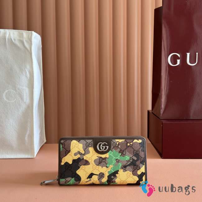Uubags Gucci GG zip-around wallet in green and yellow GG fabric 19x10.5x2.5cm - 1