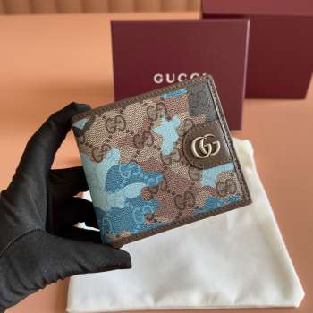 Uubags Gucci GG bi-fold wallet blue GG fabric 11x9cm