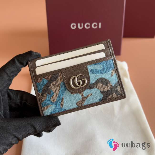 Uubags Gucci GG card case in blue GG fabric 11x7cm - 1