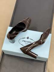 Uubags Prada Square-Toe Patent Leather Pumps In Dark Brown - 6