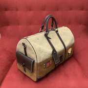 Uubags Louis Vuitton M26127 Keepall Bandoulière 50 Monogram Tan Suede Leather 50x29x23cm - 6
