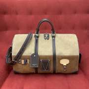 Uubags Louis Vuitton M26127 Keepall Bandoulière 50 Monogram Tan Suede Leather 50x29x23cm - 5