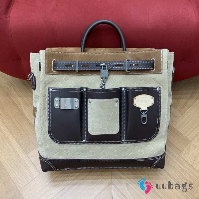 Uubags Louis Vuitton M26019 Steamer 40 Bag In Tan Suede Leather 40x42x17cm - 1
