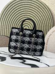 Uubags Chanel Large Shopping Bag Tweed, Shearling Lambskin & Gold-Tone Metal In Black & Gray 27.5x39.5x16cm - 1