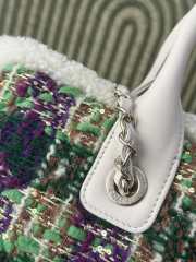 Uubags Chanel Medium Shopping Bag Tweed, Shearling Lambskin & Gold-Tone Metal In Green & Purple 33cm - 5