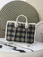 Uubags Chanel Large Shopping Bag Tweed, Shearling Lambskin & Gold-Tone Metal In Green & Purple 27.5x39.5x16cm - 1