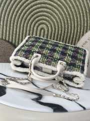 Uubags Chanel Large Shopping Bag Tweed, Shearling Lambskin & Gold-Tone Metal In Green & Purple 27.5x39.5x16cm - 5
