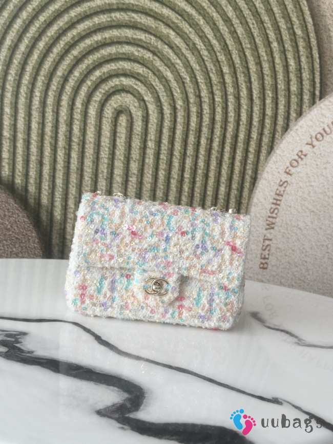 Uubags Chanel Mini Flap Bag Multicolor Tweed, Silver-Tone Hardware 20cm - 1