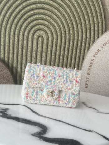 Uubags Chanel Mini Flap Bag Multicolor Tweed, Silver-Tone Hardware 20cm