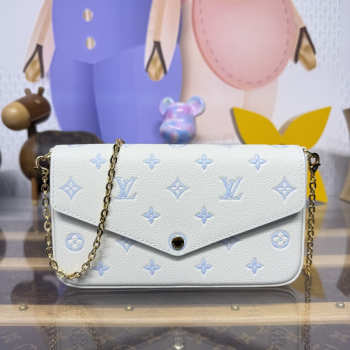 Uubags Louis Vuitton M8127 Pochette Félicie Monogram Milky White/Blue 21x12x3cm
