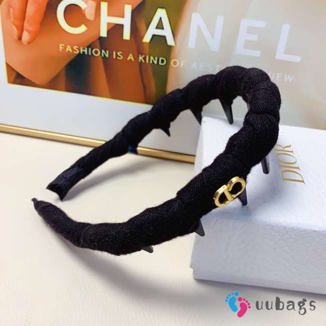 Uubags Dior CD Logo Spiked Headband Black - 1