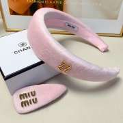 Uubags Miu Miu Velvet Padded Headband Set (Headband + Hair Clip) In Pink - 1
