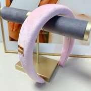 Uubags Miu Miu Velvet Padded Headband Set (Headband + Hair Clip) In Pink - 3