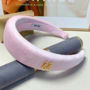 Uubags Miu Miu Velvet Padded Headband Set (Headband + Hair Clip) In Pink - 2