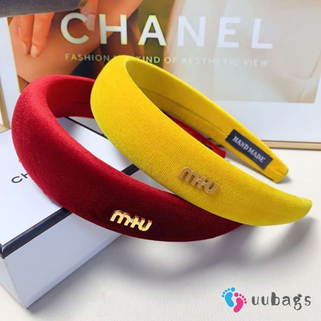 Uubags Miu Miu Velvet Logo Padded Headband - 1