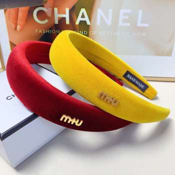 Uubags Miu Miu Velvet Logo Padded Headband