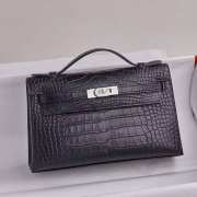 Uubags Hermes Black Kelly Crocodile Leather 22cm (L) - 6