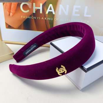 Uubags Chanel Velvet Padded Headband with CC Logo