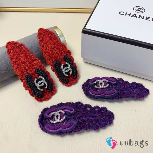 Uubags Chanel Knit Hair Clip with Embroidered Logo - 1