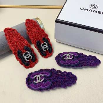 Uubags Chanel Knit Hair Clip with Embroidered Logo