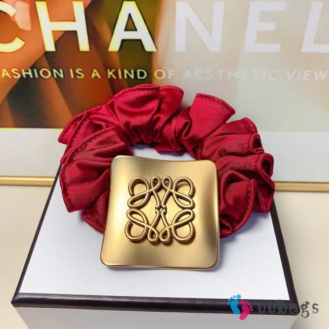 Uubags Leoewe Satin Scrunchie with Gold Logo Plate - 1