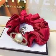 Uubags Vivienne Westwood Red Satin Scrunchie with Saturn Pearl Charm - 5