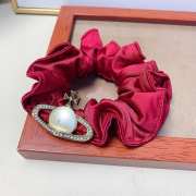 Uubags Vivienne Westwood Red Satin Scrunchie with Saturn Pearl Charm - 3