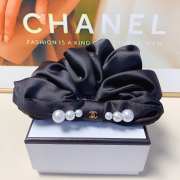 Uubags Chanel Black Satin Scrunchie with Pearl Accents - 5