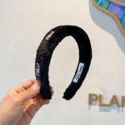 Uubags Miu Miu Black Faux Fur Padded Headband - 2