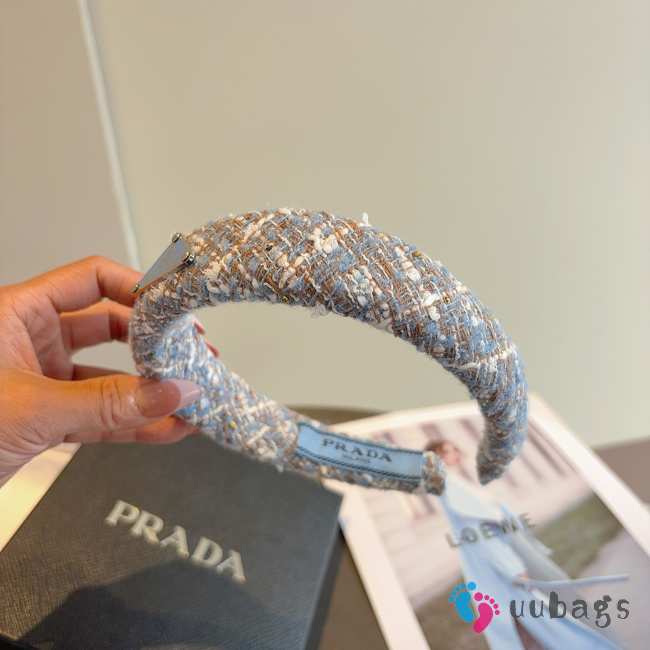 Uubags Prada Blue Tweed Padded Headband - 1