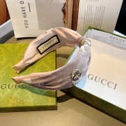Uubags Gucci silk headband with GG logo in pink - 1
