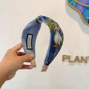 Uubags Gucci silk headband with GG logo in blue - 3