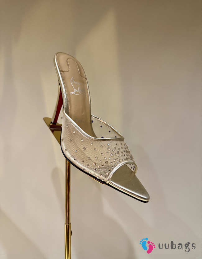 Uubags Christian Louboutin Just Nothing Strass Mule In Silver 10cm - 1