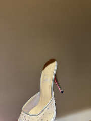 Uubags Christian Louboutin Just Nothing Strass Mule In Silver 10cm - 4