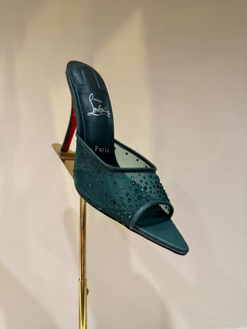 Uubags Christian Louboutin Just Nothing Strass Mule In Green 10cm