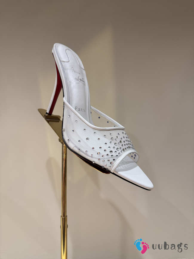 Uubags Christian Louboutin Just Nothing Strass Mule In White 10cm - 1
