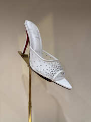 Uubags Christian Louboutin Just Nothing Strass Mule In White 10cm - 1
