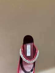 Uubags Jimmy Choo Bing 100 Ruby Red Velvet Mules with Crystal Embellishment 6.5cm - 6