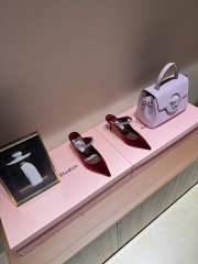 Uubags Jimmy Choo Bing 100 Ruby Red Velvet Mules with Crystal Embellishment 6.5cm - 3