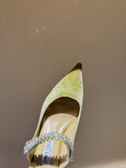 Uubags Jimmy Choo Bing 100 Lime Green Velvet Mules with Crystal Embellishment 6.5cm - 6