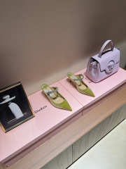 Uubags Jimmy Choo Bing 100 Lime Green Velvet Mules with Crystal Embellishment 6.5cm - 4