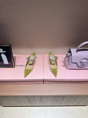 Uubags Jimmy Choo Bing 100 Lime Green Velvet Mules with Crystal Embellishment 6.5cm - 2